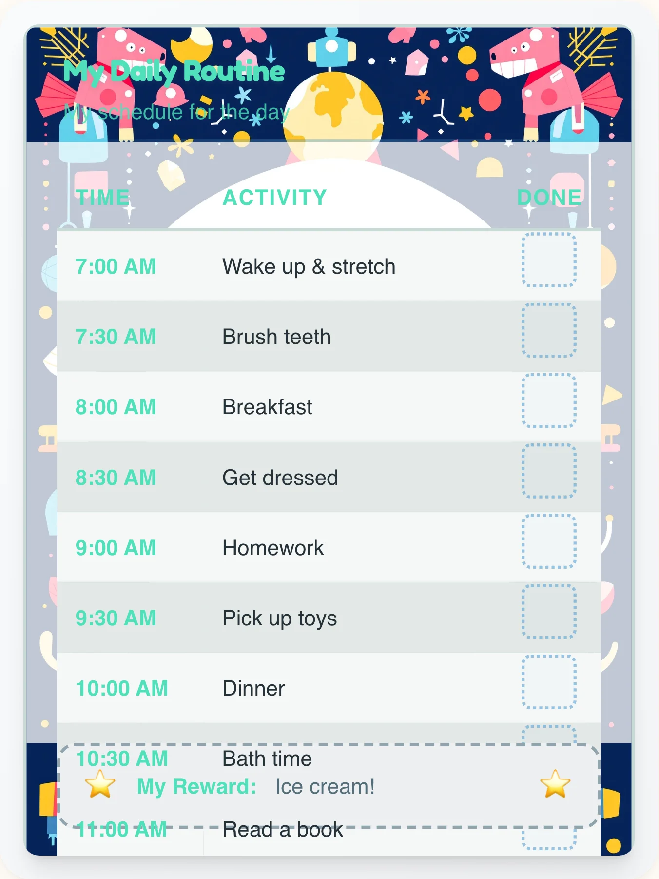 Enchanted Robot Flow Chart - printable robot chore chart
